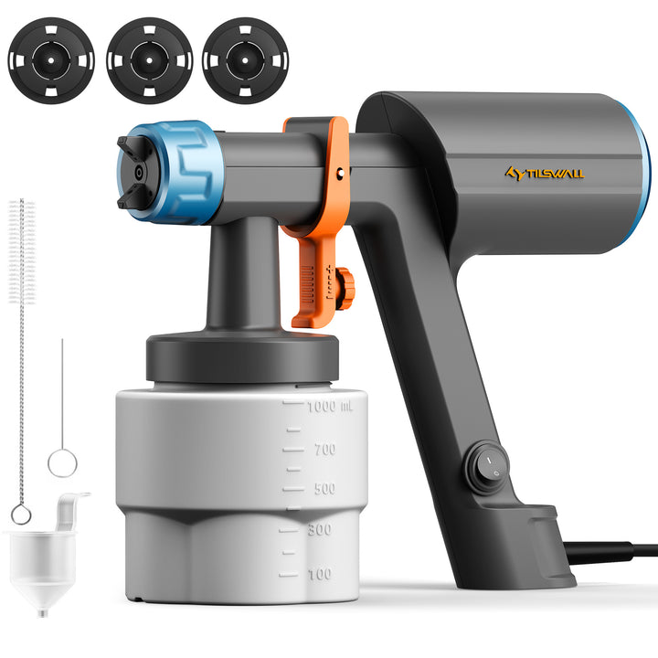 Tilswall Pistola per Verniciare Elettrica con Serbatoio da 1000 ml