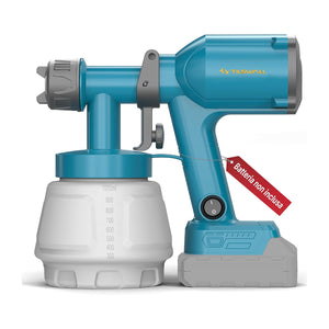 Tilswall Pistola a Spruzzo per Verniciare a Batteria 18V, Serbatoio 1000ml con 3 Modalità di Spruzzo e 2 Ugelli