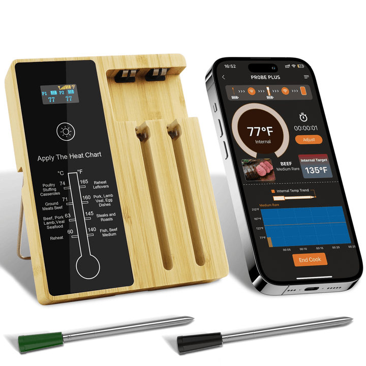 Termometro per carne smart Wi-Fi Tilswall – Lunga portata con doppia sonda di temperatura