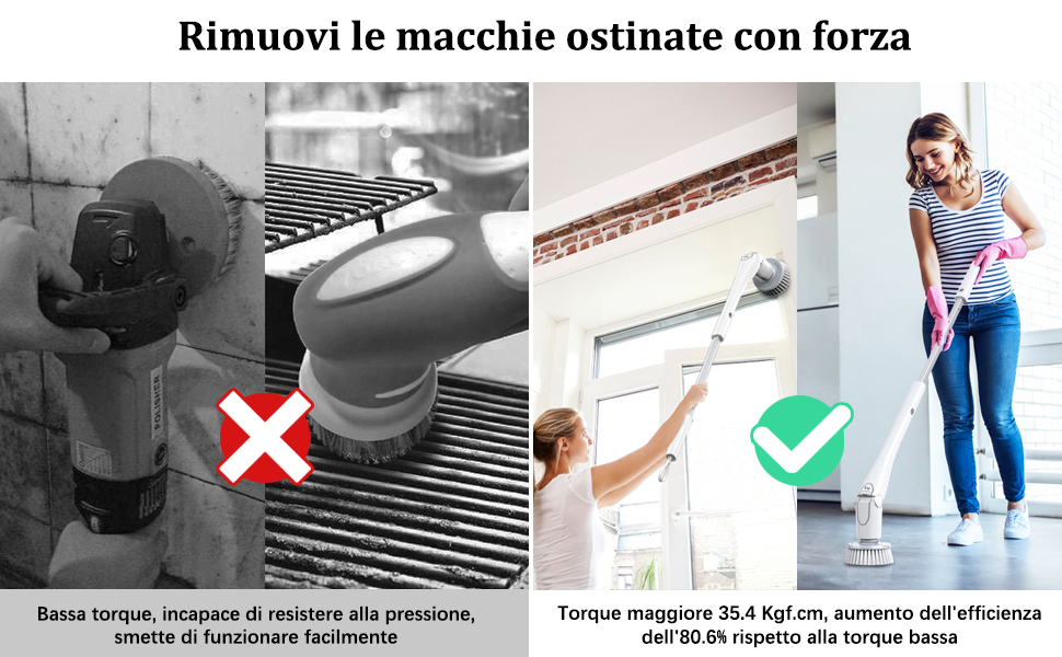 rimuovi le macchie ostinate con forza